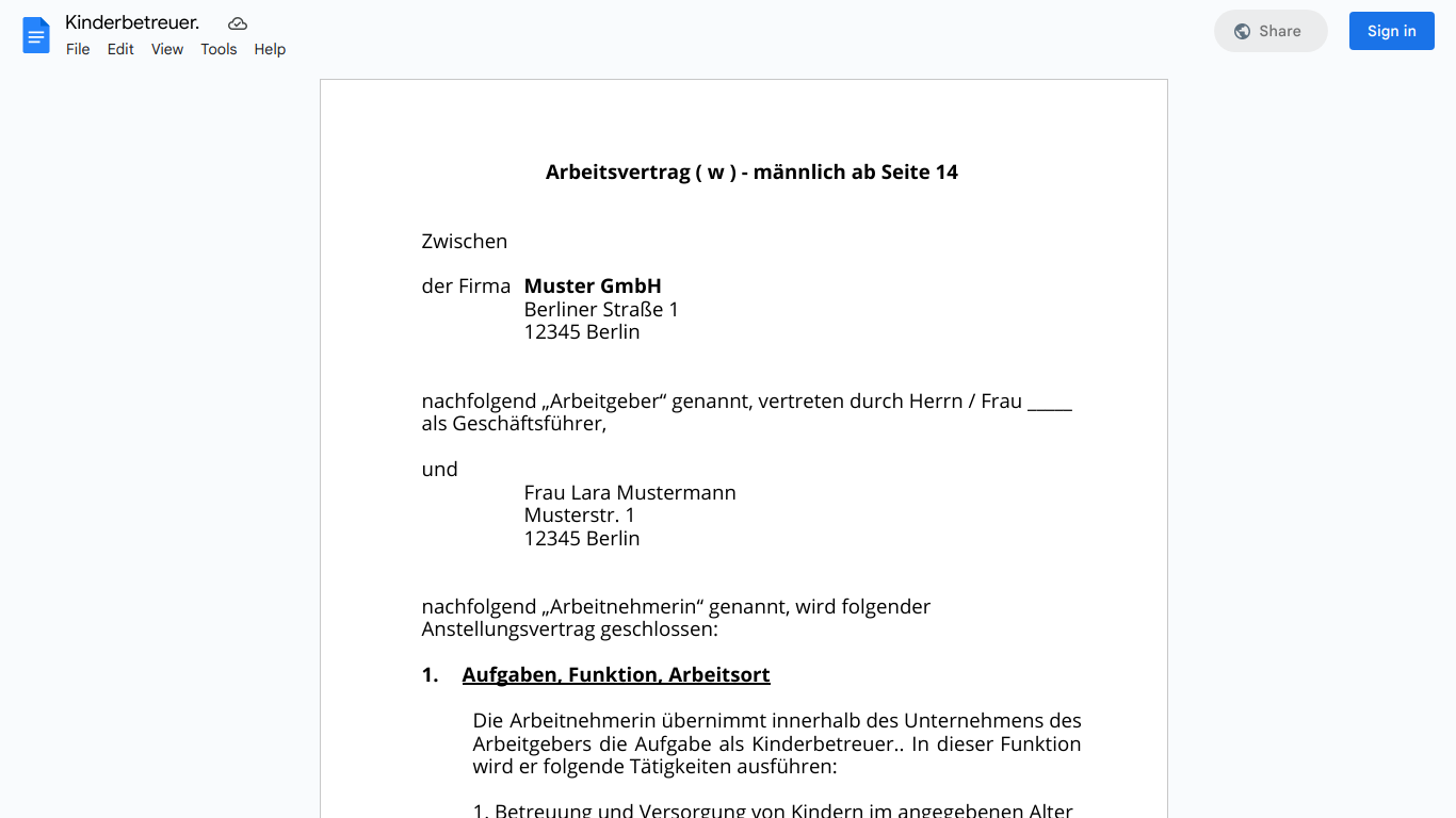 Arbeitsvertrag-Kinderbetreuer.