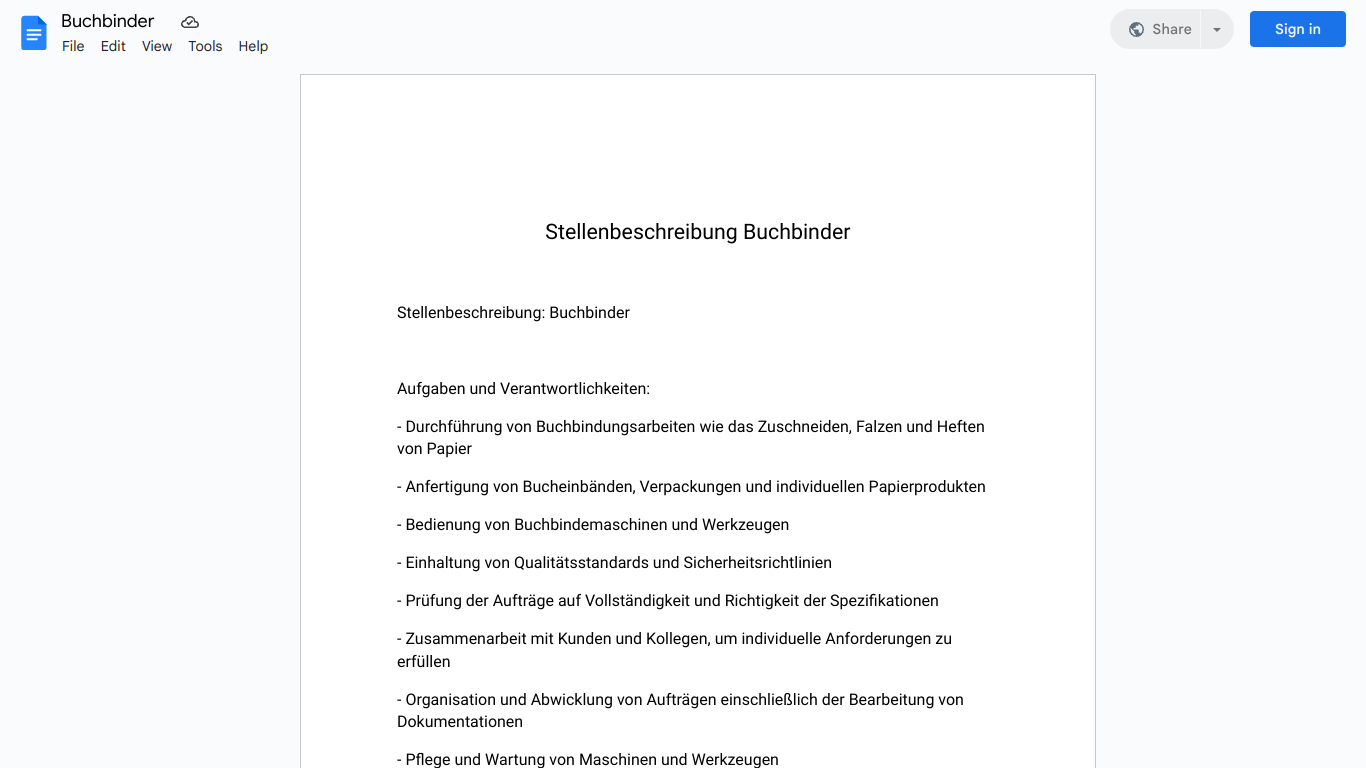 Stellenbeschreibung-Buchbinder