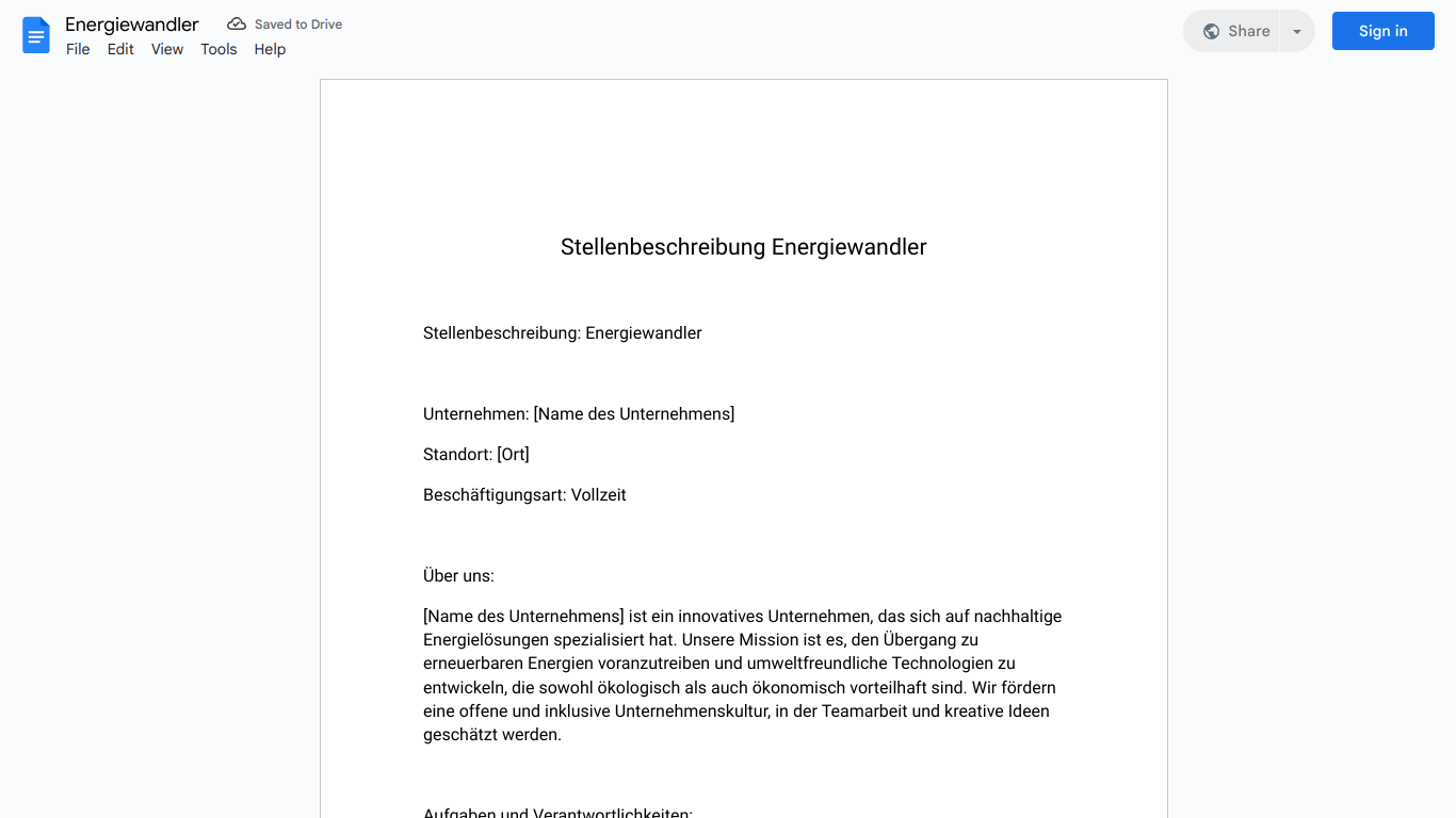 Stellenbeschreibung-Energiewandler