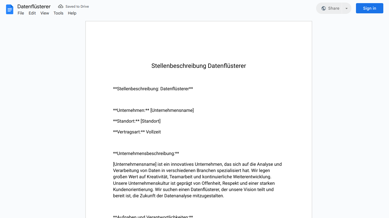 Stellenbeschreibung-Datenflüsterer