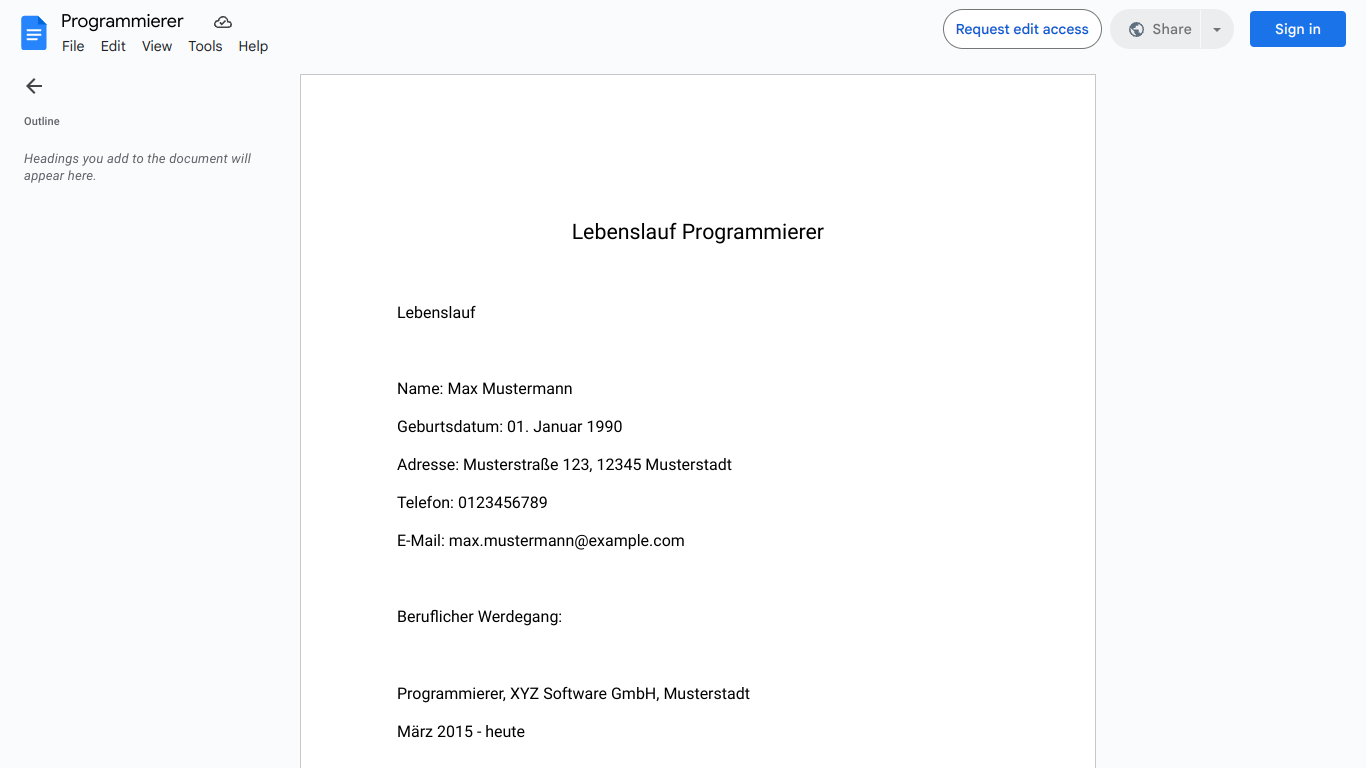 Lebenslauf-Programmierer