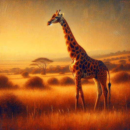 Tier: Giraffe
Überschrift: "Der majestätische Riese der Savanne: Die Giraffe"