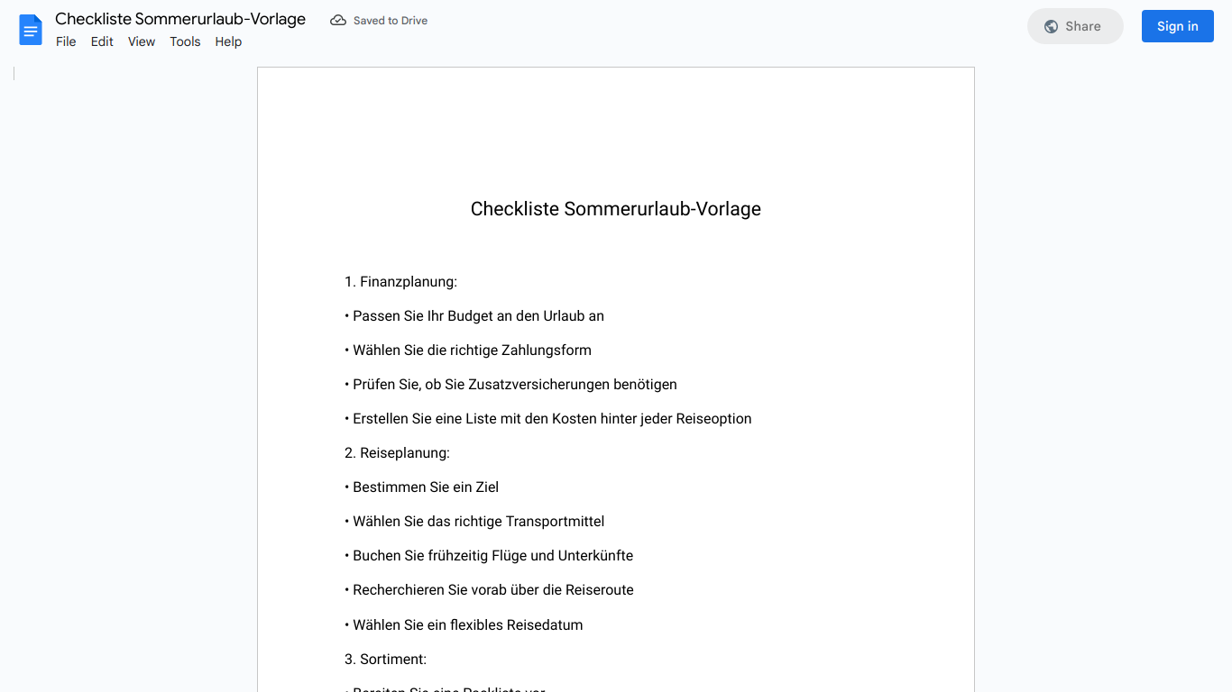 Checkliste