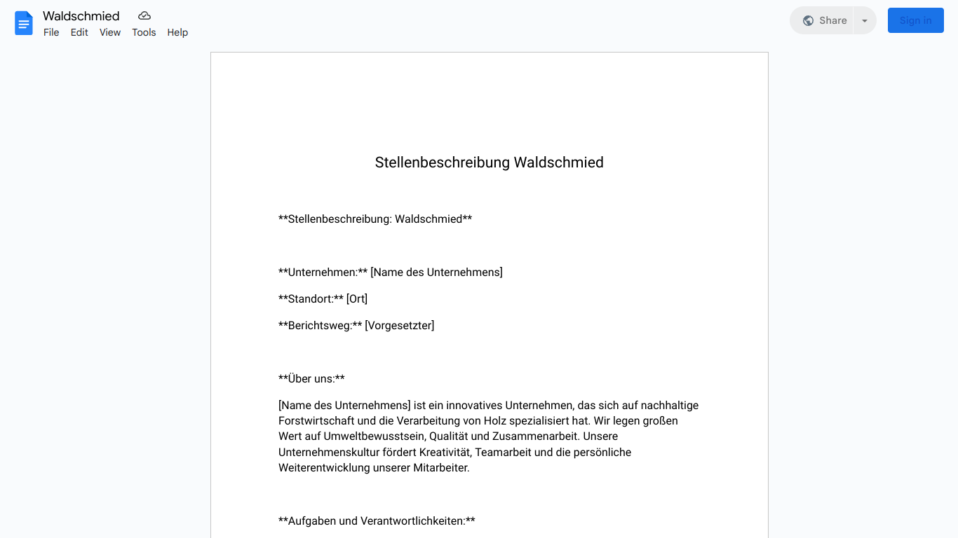 Stellenbeschreibung-Waldschmied