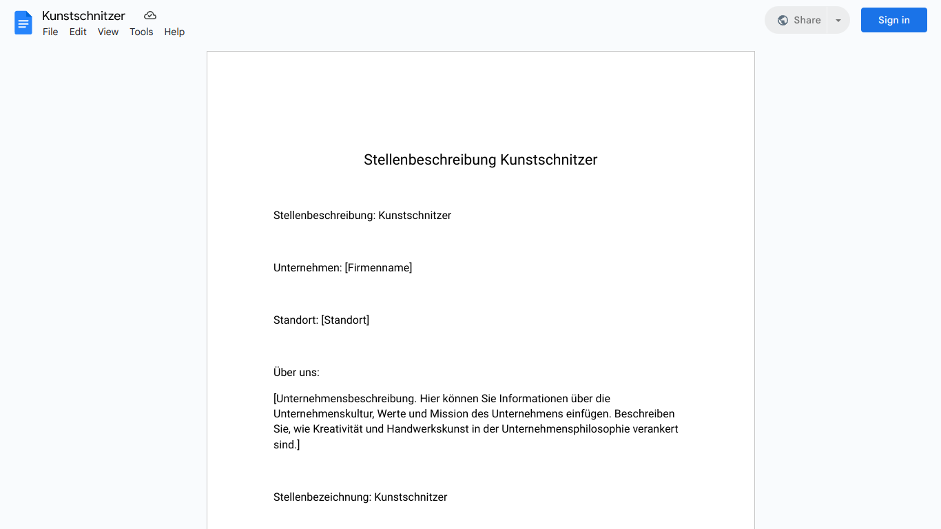 Stellenbeschreibung-Kunstschnitzer