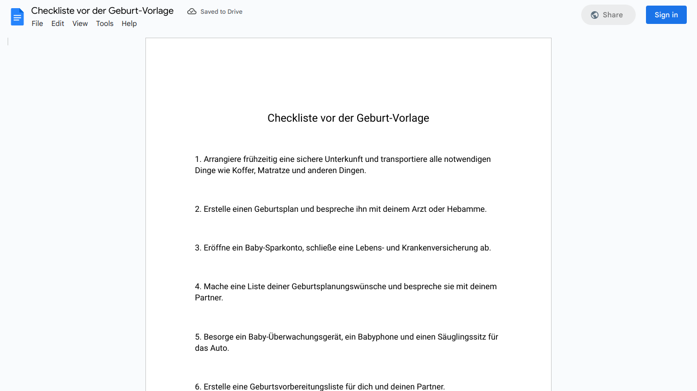 Checkliste