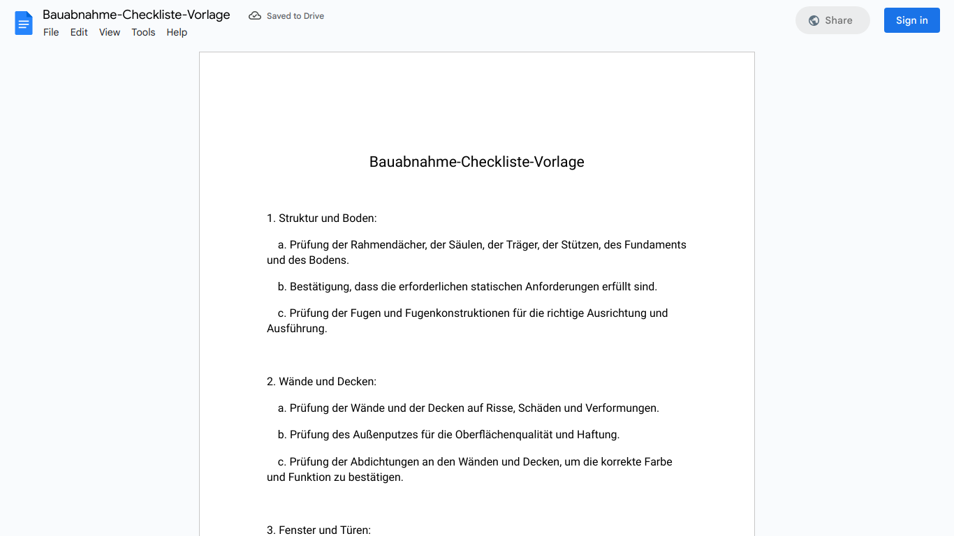 Bauabnahme-Checkliste-Vorlage – Simply Download