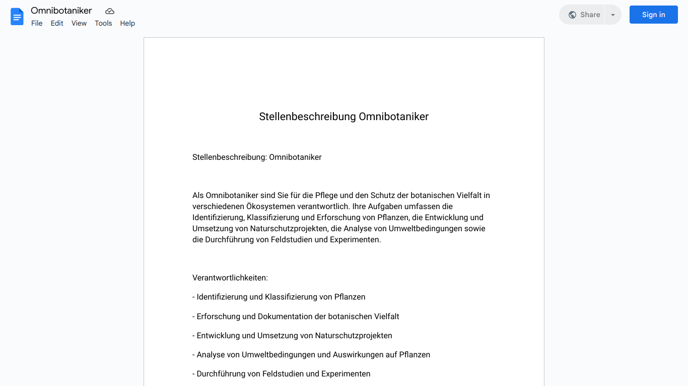 Stellenbeschreibung-Omnibotaniker