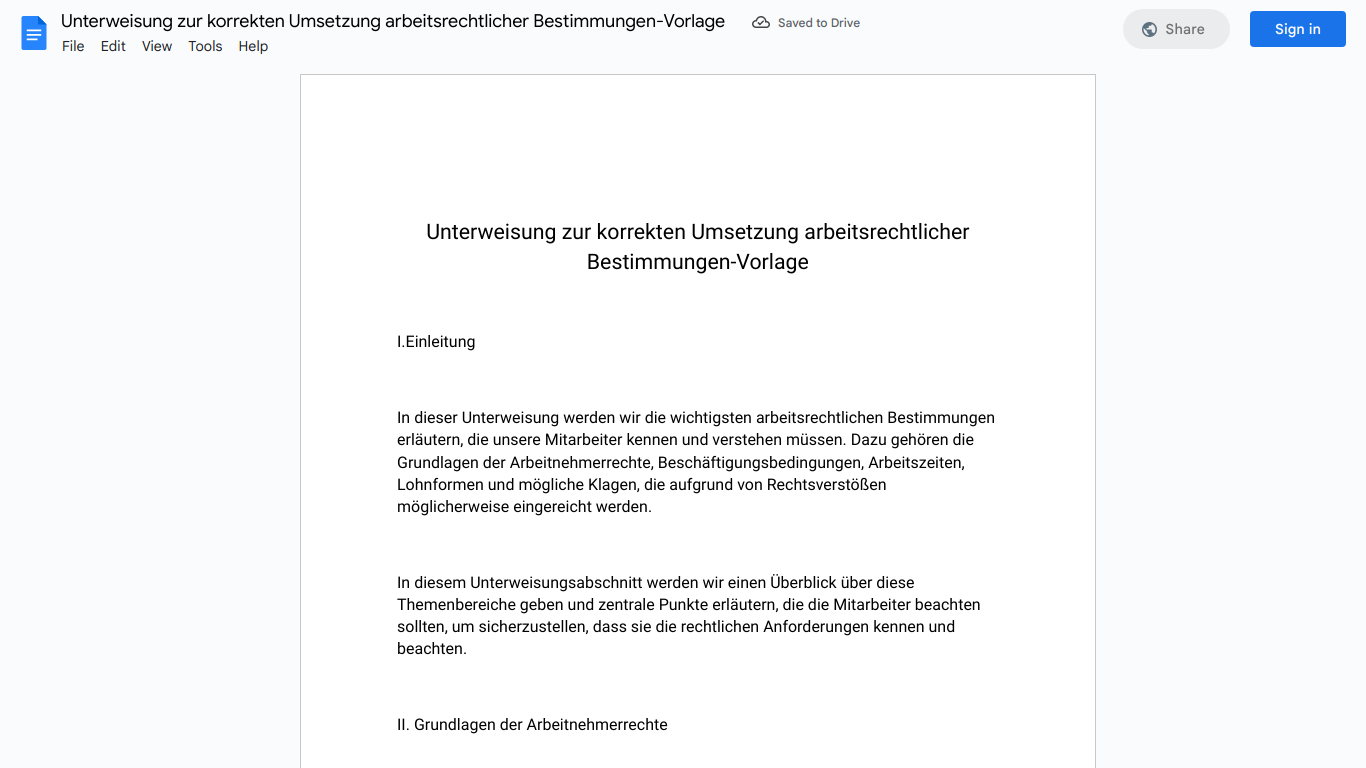 Unterweisung Zur Korrekten Umsetzung Arbeitsrechtlicher Bestimmungen-V ...