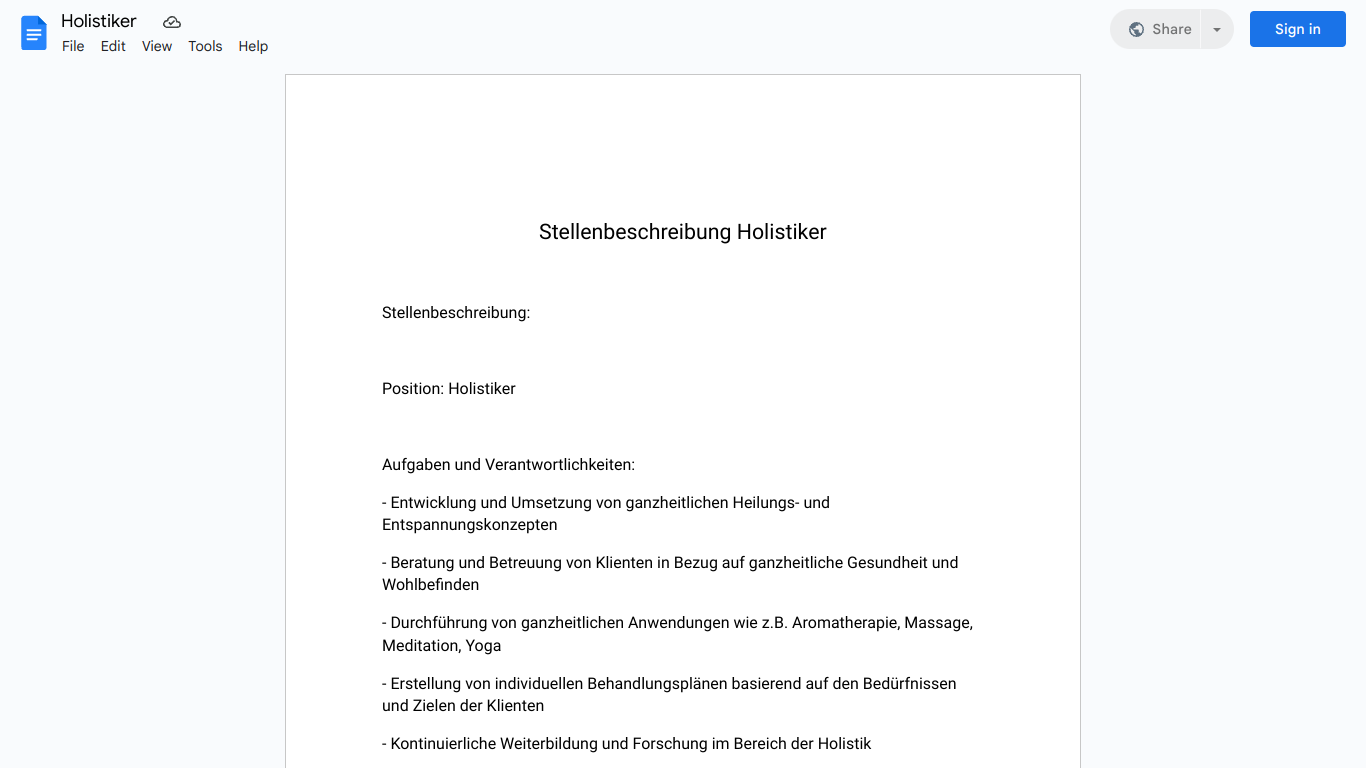 Stellenbeschreibung-Holistiker