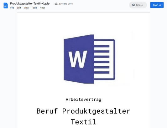 Arbeitsvertrag-Produktgestalter Textil