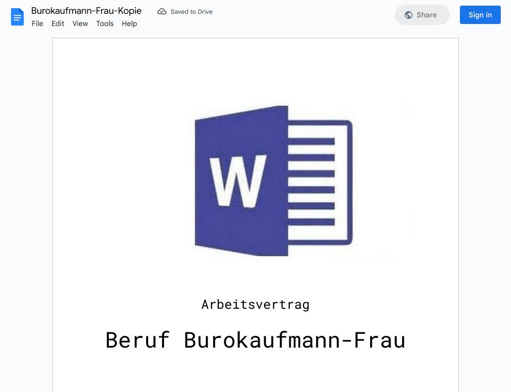 Arbeitsvertrag-Burokaufmann-Frau