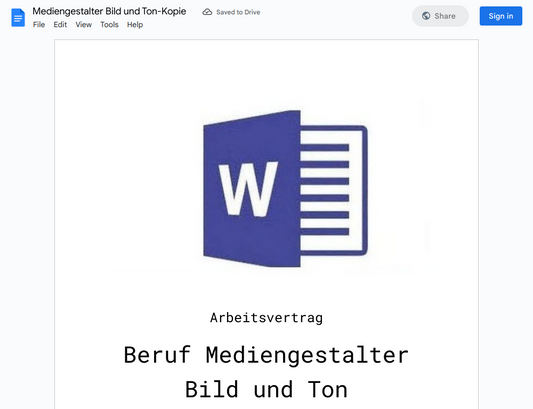 Arbeitsvertrag-Mediengestalter Bild und Ton