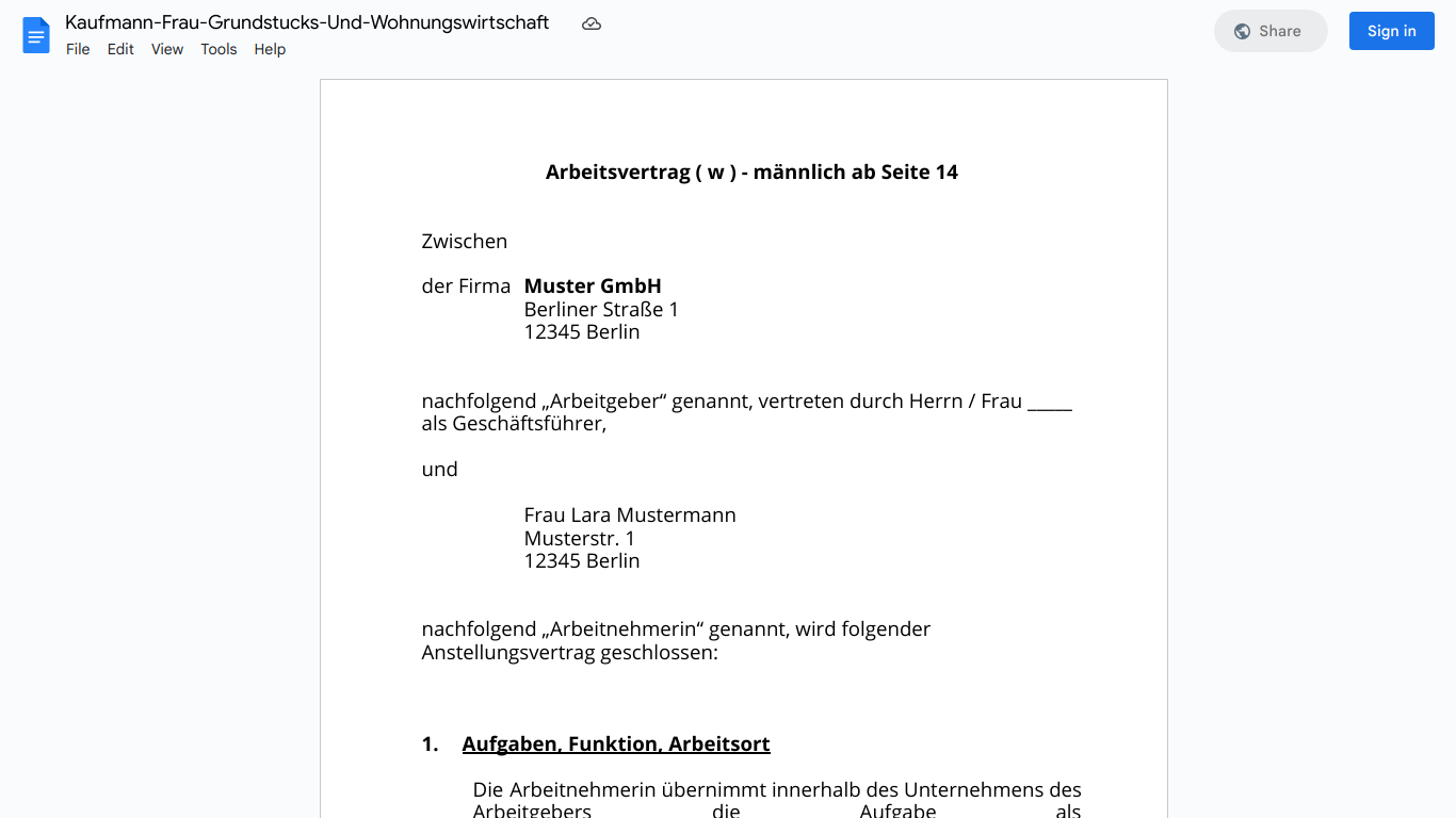 Arbeitsvertrag-Kaufmann-Frau-Grundstucks-Und-Wohnungswirtschaft