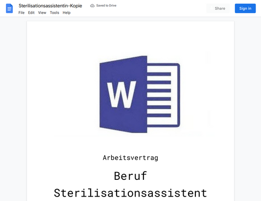 Arbeitsvertrag-Sterilisationsassistentin