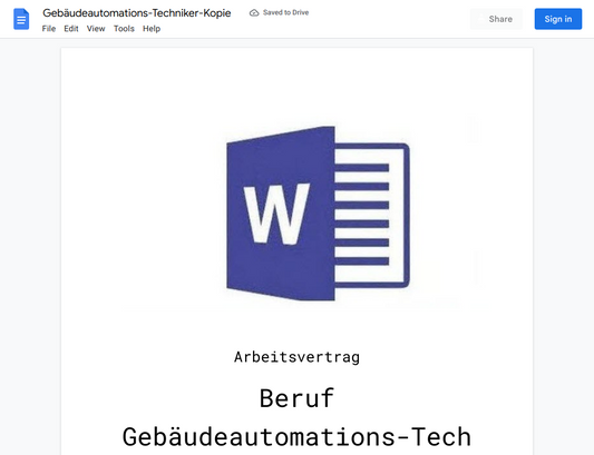 Arbeitsvertrag-Gebäudeautomations-Techniker