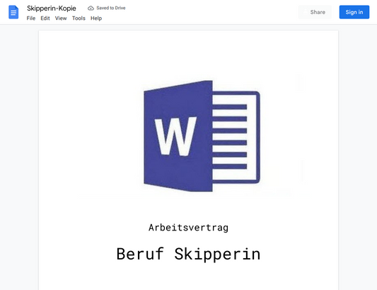 Arbeitsvertrag-Skipperin