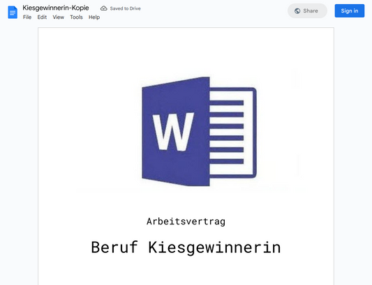 Arbeitsvertrag-Kiesgewinnerin