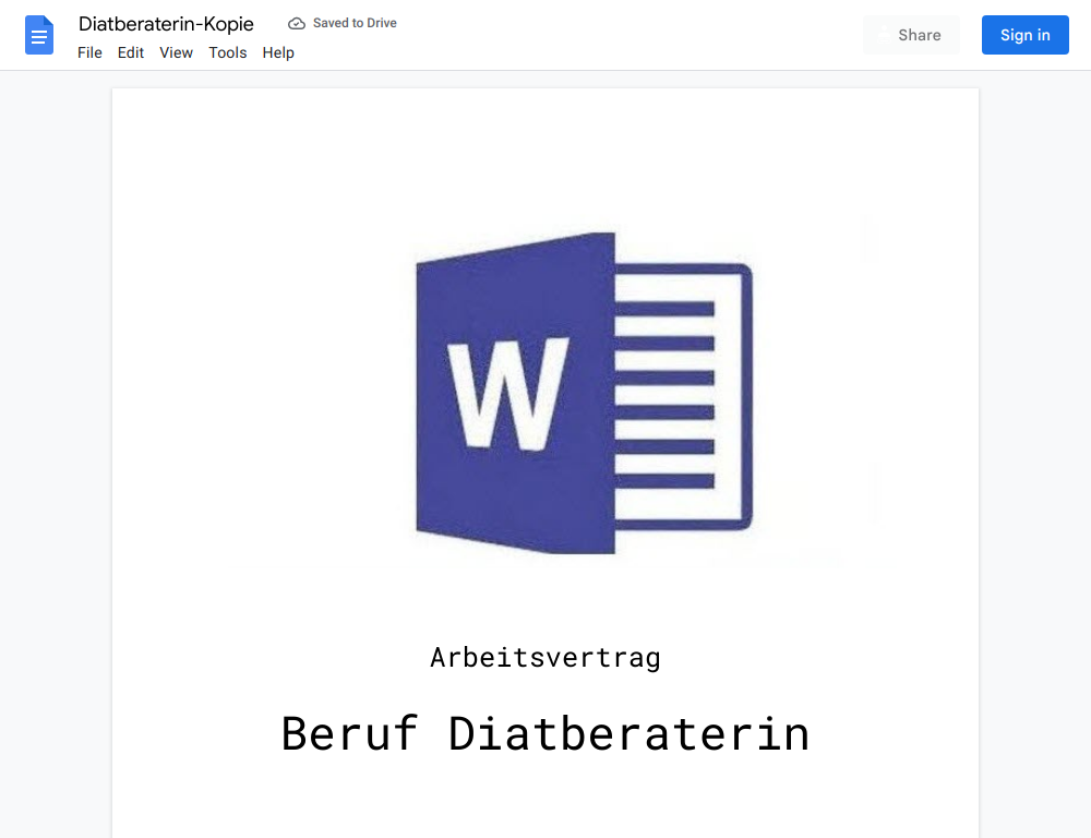 Arbeitsvertrag-Diatberaterin