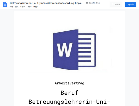 Arbeitsvertrag-Betreuungslehrerin-Uni-Gymnasiallehrerinnenausbildung