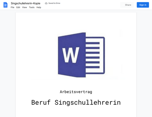 Arbeitsvertrag-Singschullehrerin