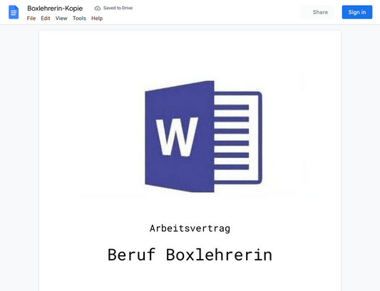 Arbeitsvertrag-Boxlehrerin