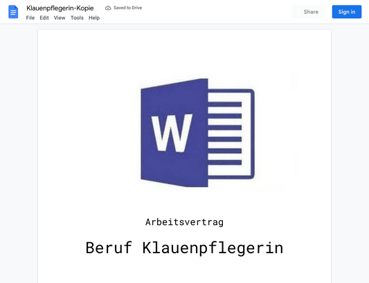 Arbeitsvertrag-Klauenpflegerin