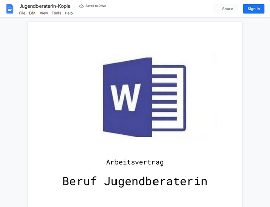 Arbeitsvertrag-Jugendberaterin