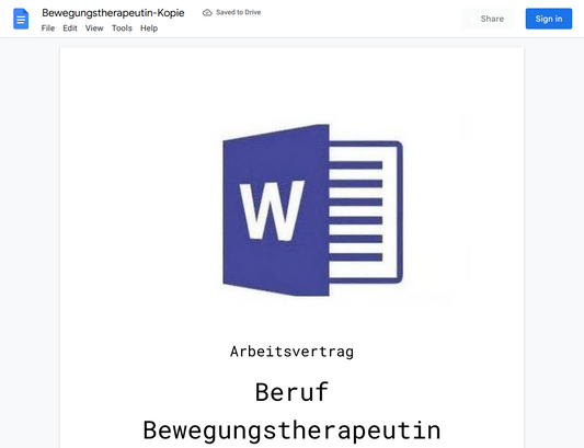 Arbeitsvertrag-Bewegungstherapeutin