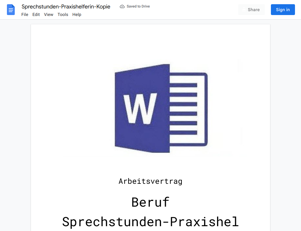 Arbeitsvertrag-Sprechstunden-Praxishelferin