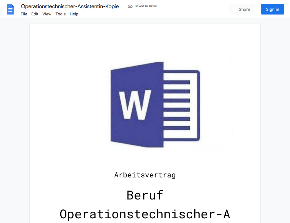 Arbeitsvertrag-Operationstechnischer-Assistentin