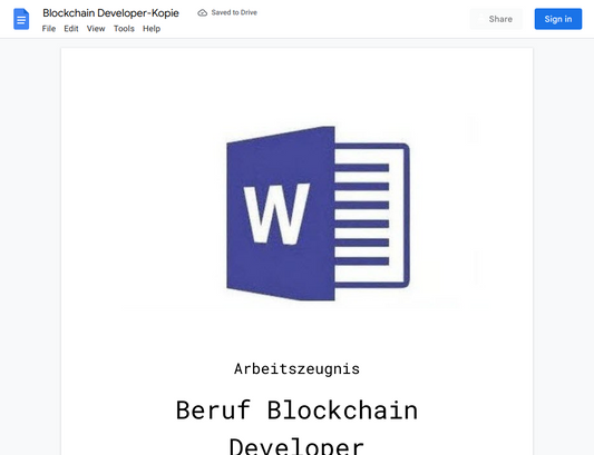 Arbeitszeugnis-Blockchain Developer