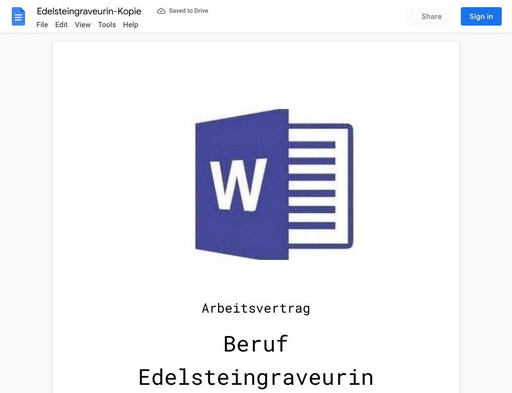 Arbeitsvertrag-Edelsteingraveurin