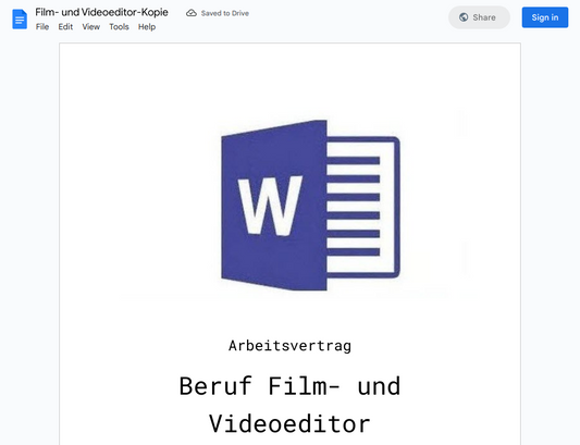 Arbeitsvertrag-Film- und Videoeditor