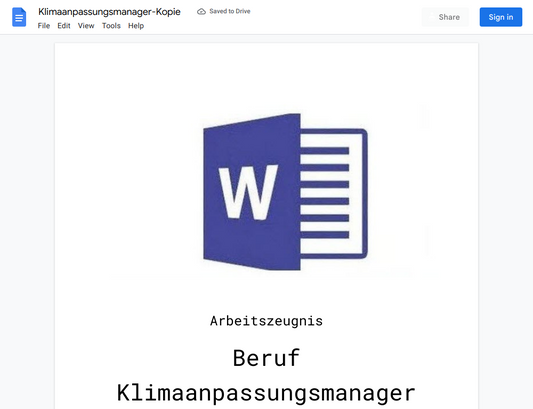 Arbeitszeugnis-Klimaanpassungsmanager