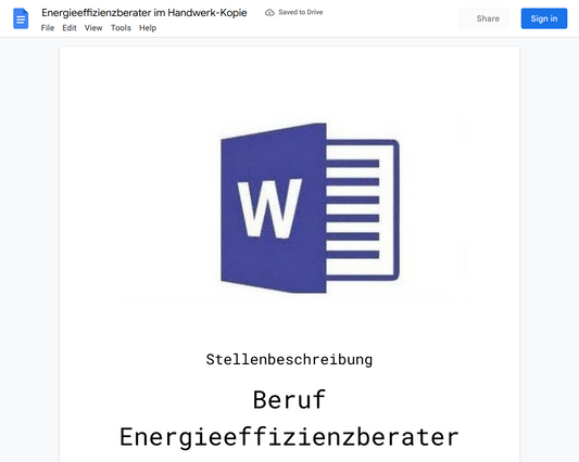 Stellenbeschreibung-Energieeffizienzberater im Handwerk