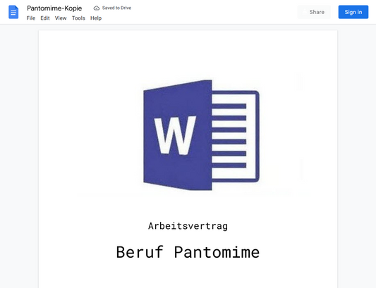 Arbeitsvertrag-Pantomime