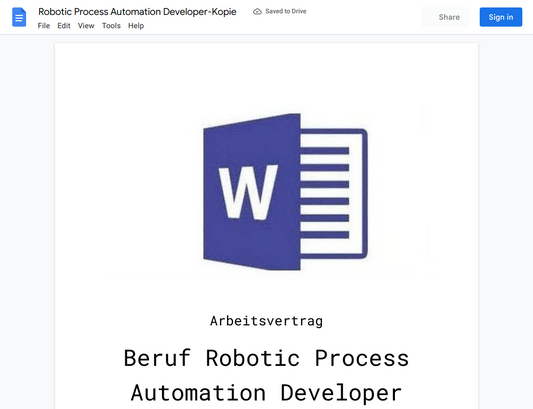 Arbeitsvertrag-Robotic Process Automation Developer