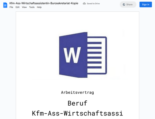 Arbeitsvertrag-Kfm-Ass-Wirtschaftsassistentin-Burosekretariat