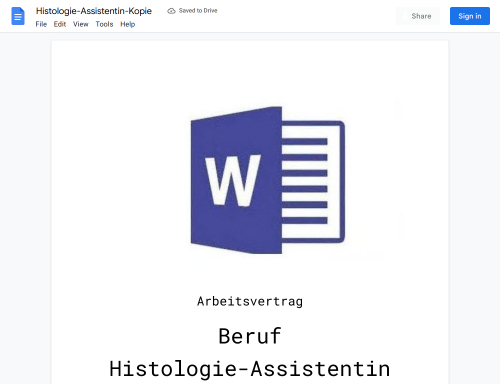 Arbeitsvertrag-Histologie-Assistentin