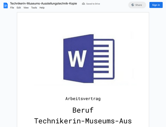 Arbeitsvertrag-Technikerin-Museums-Ausstellungstechnik