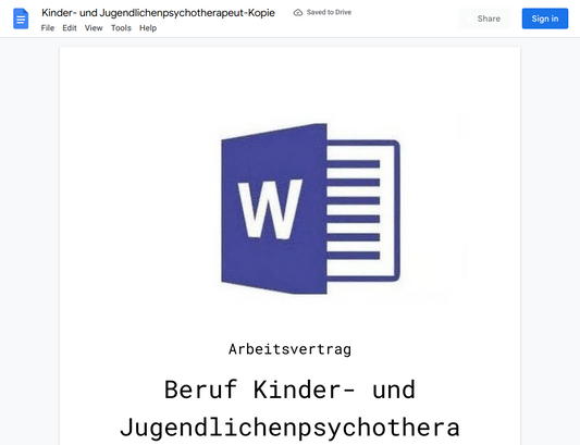 Arbeitsvertrag-Kinder- und Jugendlichenpsychotherapeut