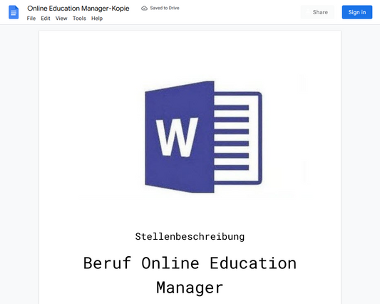 Stellenbeschreibung-Online Education Manager