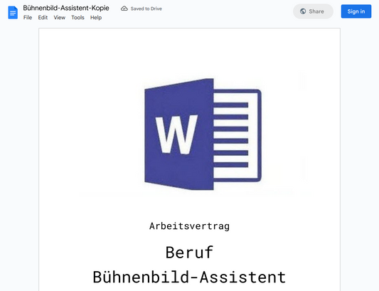 Arbeitsvertrag-Bühnenbild-Assistent