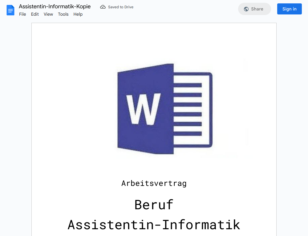 Arbeitsvertrag-Assistentin-Informatik