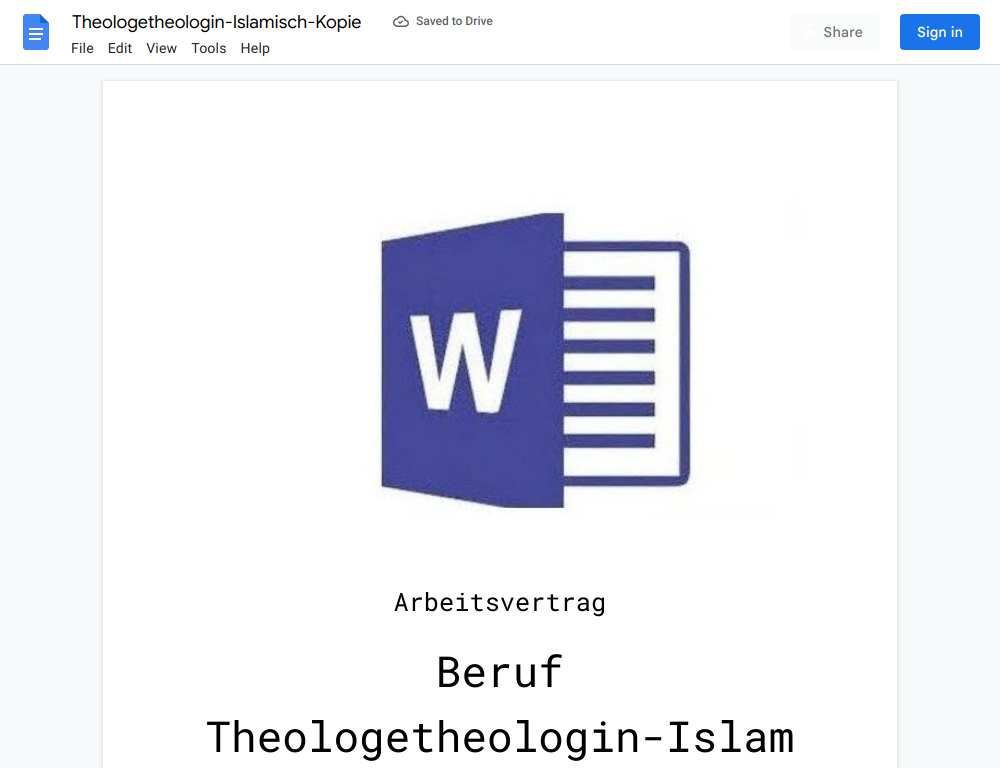 Arbeitsvertrag-Theologetheologin-Islamisch