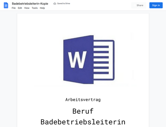 Arbeitsvertrag-Badebetriebsleiterin