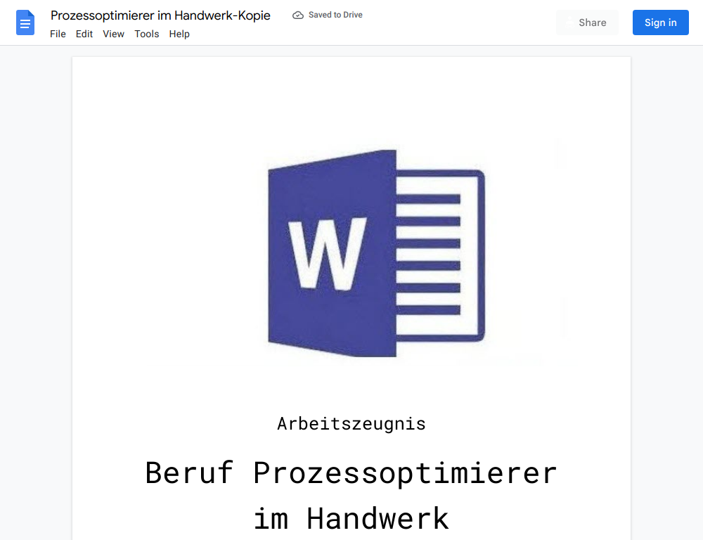 Arbeitszeugnis-Prozessoptimierer im Handwerk