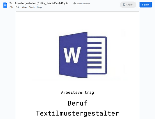 Arbeitsvertrag-Textilmustergestalter (Tufting, Nadelflor)