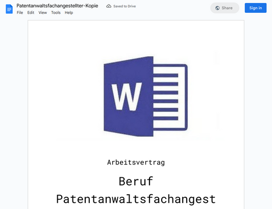 Arbeitsvertrag-Patentanwaltsfachangestellter